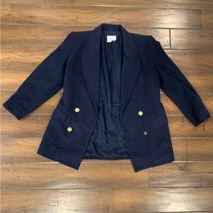 EUC Talbots Vintage Wool Cashmere Navy Blazer with Gold Buttons 8